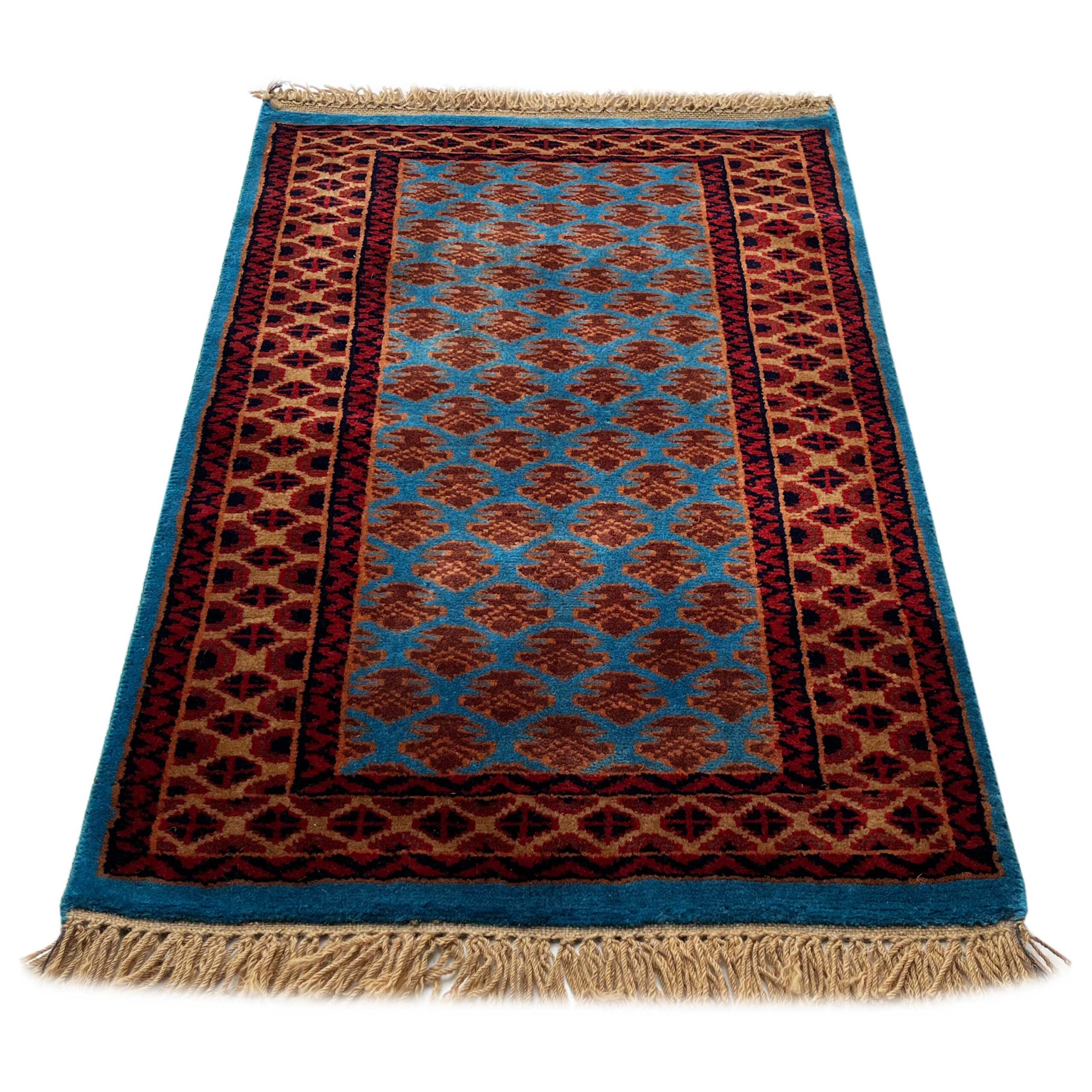 2x3 ft Hand-knotted Woolen Rug Lichi Blue - Image 5