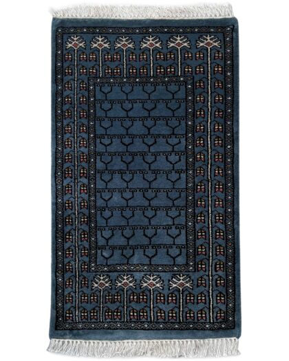 2x3 ft Hand-knotted Woolen Rug Parda Bluish Gray