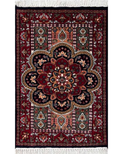 2x3 ft Hand Knotted Woolen Rug Persian Black