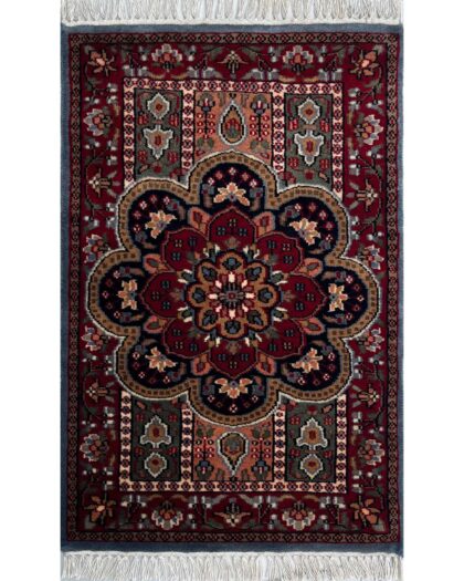 2x3 ft Hand Knotted Woolen Rug Persian Bluish Gray