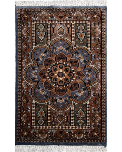 2x3 ft Hand Knotted Woolen Rug Gray Persian