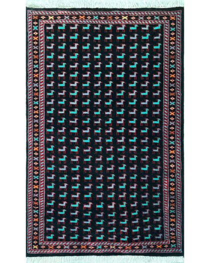 3x5 ft Hand-knotted Woolen Rug Bakri Black