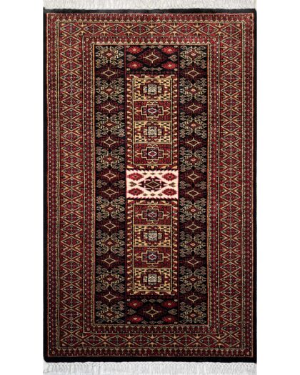 3x5 ft Hand-knotted Woolen Rug Dubba Black