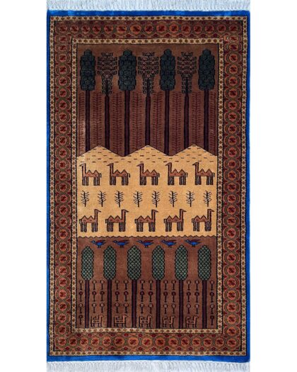 3x5 ft Hand-knotted Woolen Rug Jungle Brown