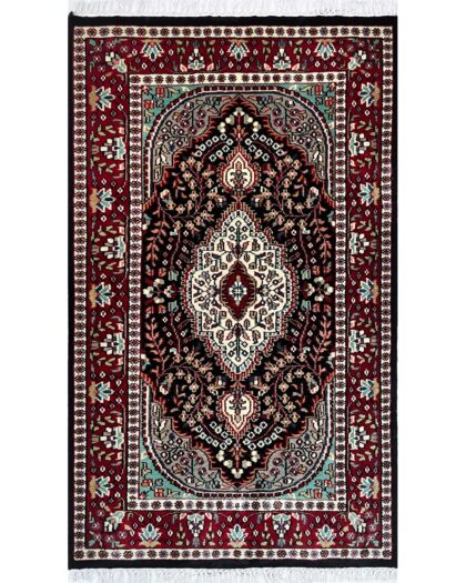 3x5 ft Hand Knotted Woolen Rug Persian Black