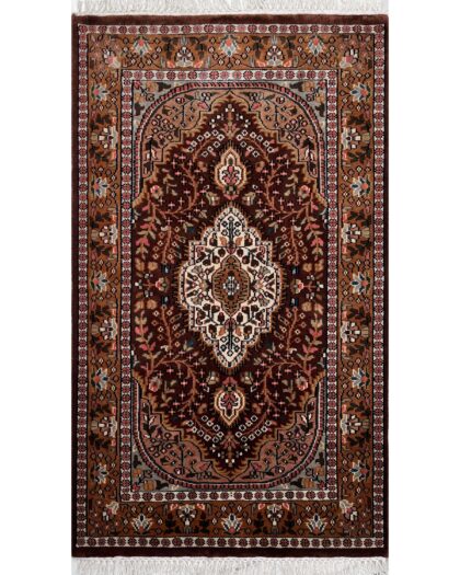 3x5 ft Hand-knotted Woolen Rug Persian Dark Brown
