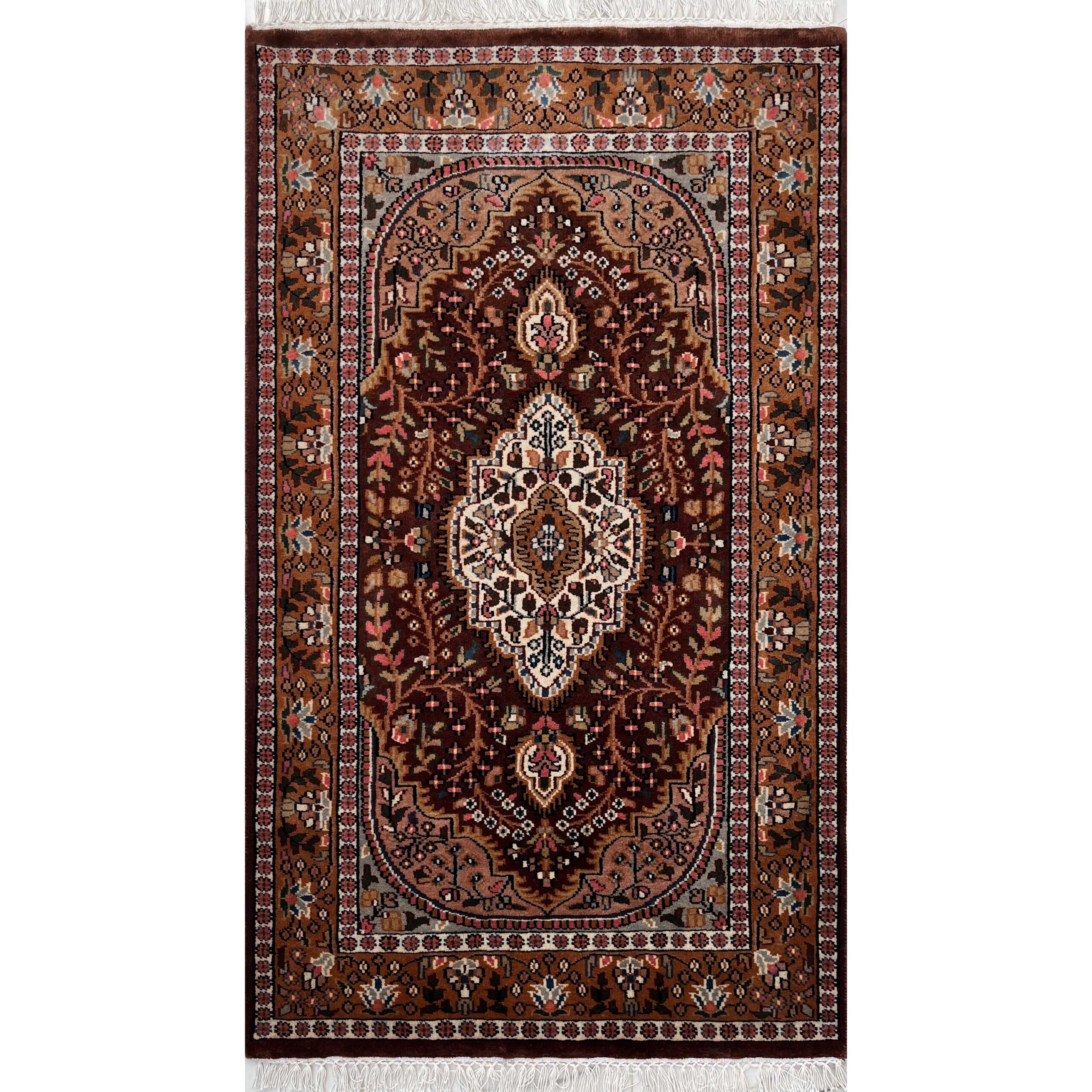 3x5 ft Hand-knotted Woolen Rug Persian Dark Brown