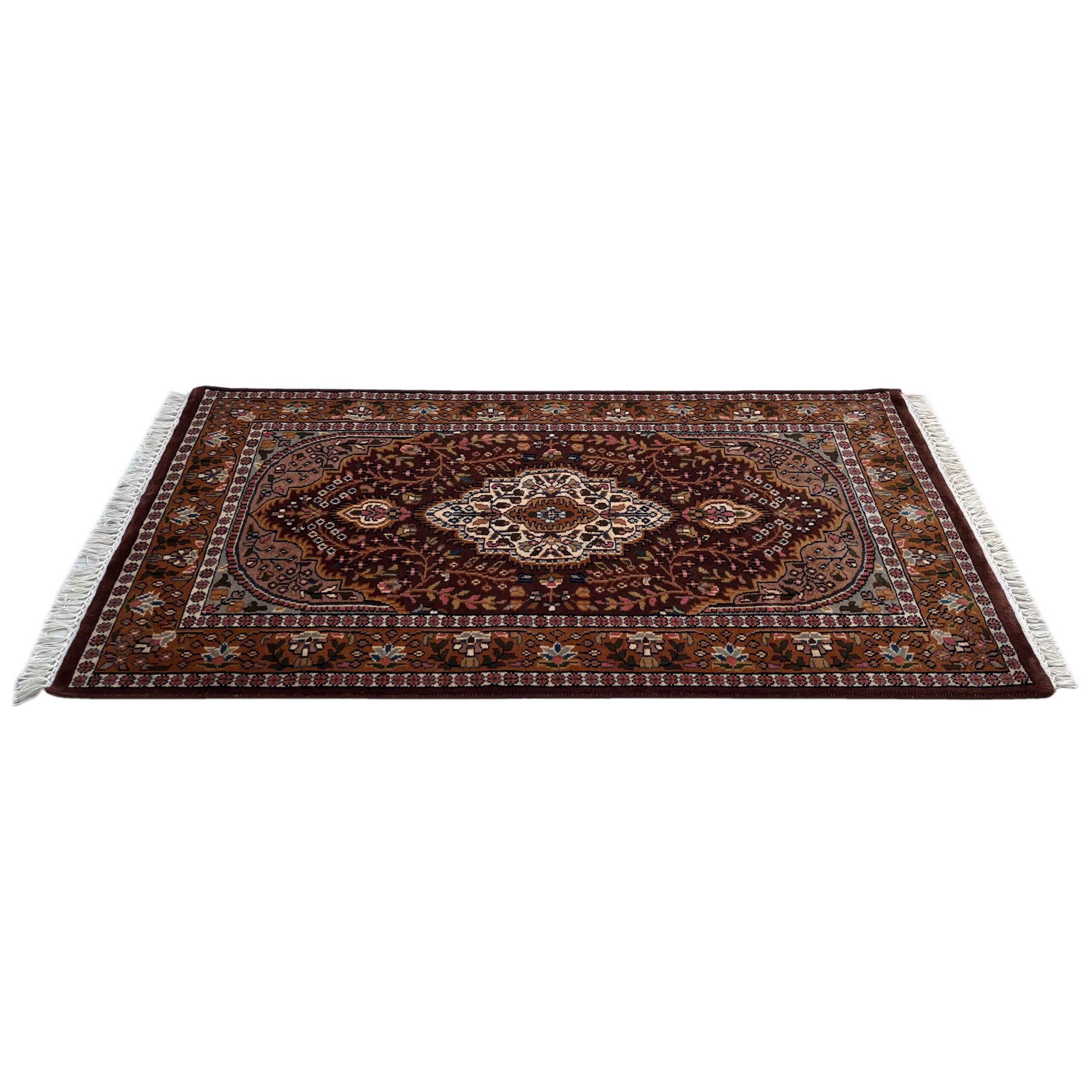 3x5 ft Hand-knotted Woolen Rug Persian Dark Brown - Image 6