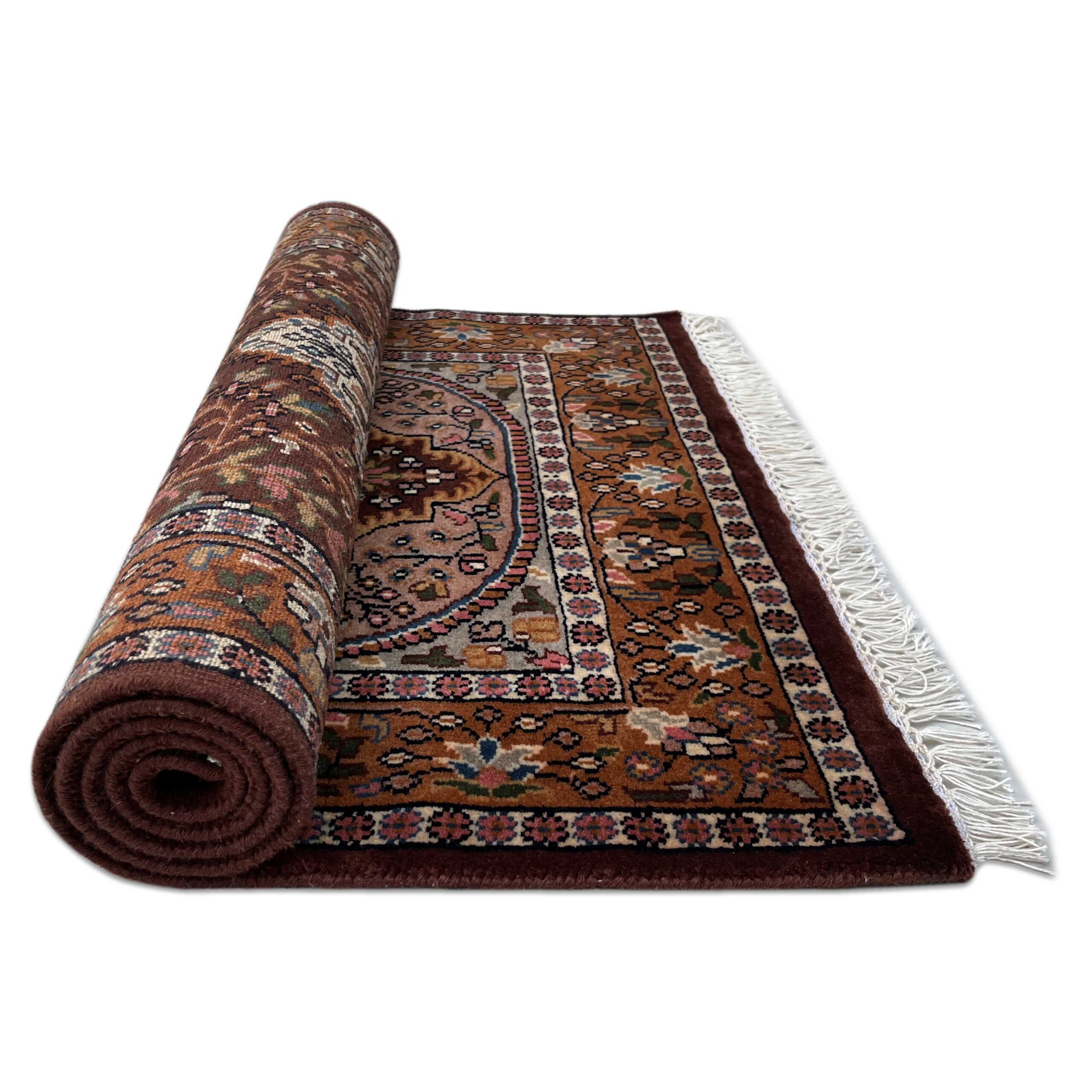 3x5 ft Hand-knotted Woolen Rug Persian Dark Brown - Image 3