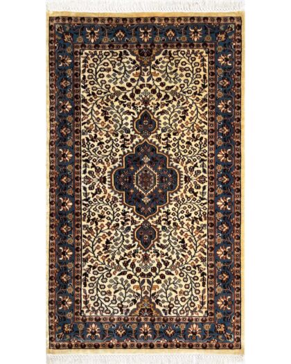 3x5 ft Hand Knotted Woolen Rug Persian Ivory