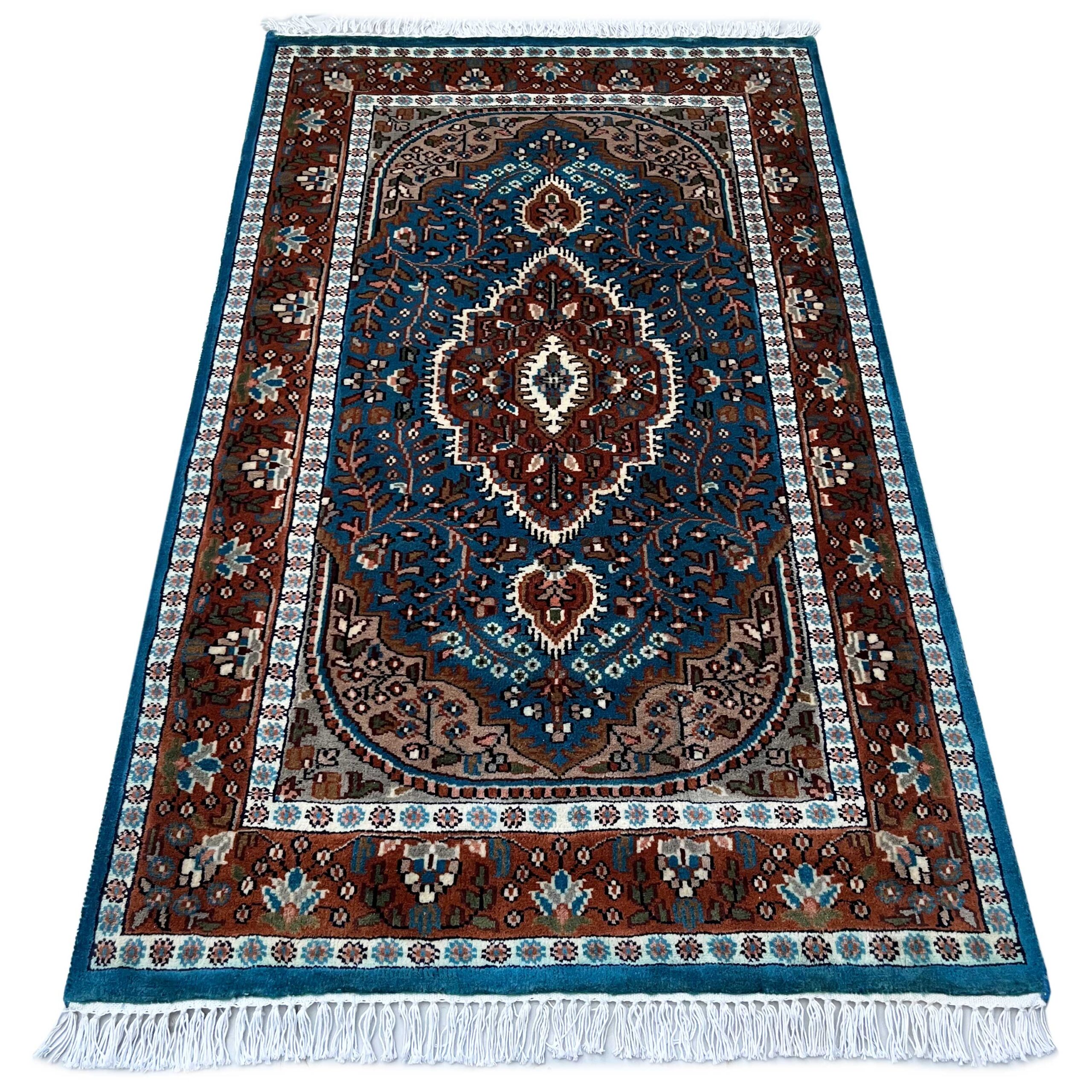 3x5 ft Hand-knotted Woolen Rug Persian Turquoise - Image 2