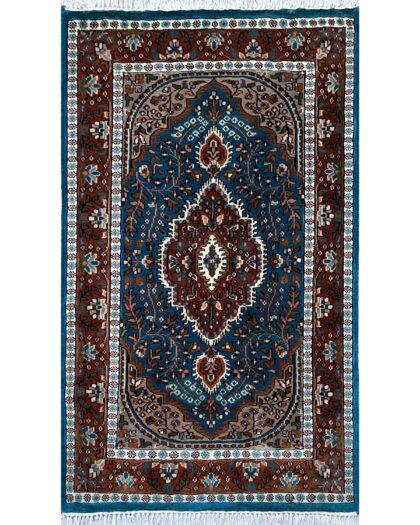 3x5 ft Hand-knotted Woolen Rug Persian Turquoise