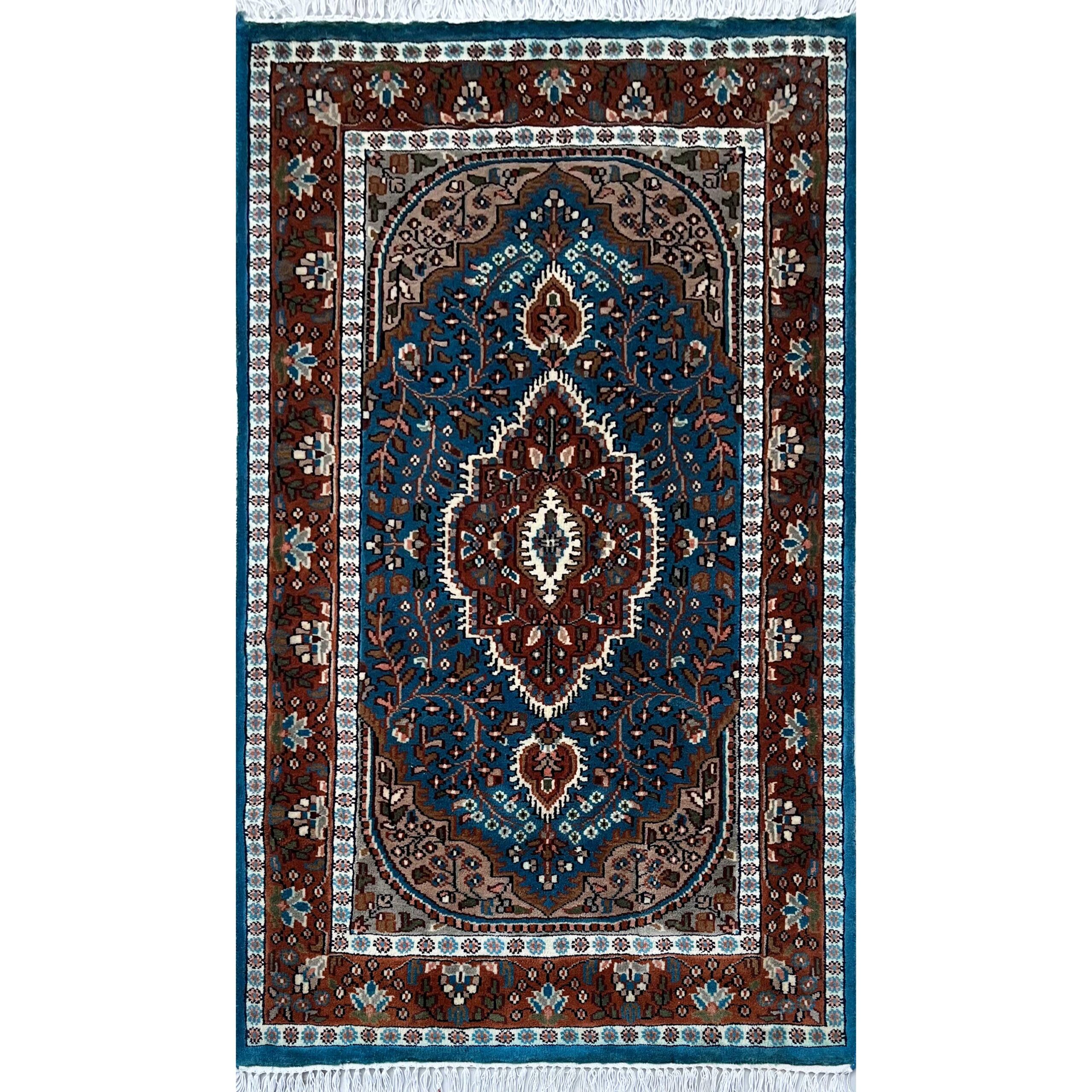 3x5 ft Hand-knotted Woolen Rug Persian Turquoise