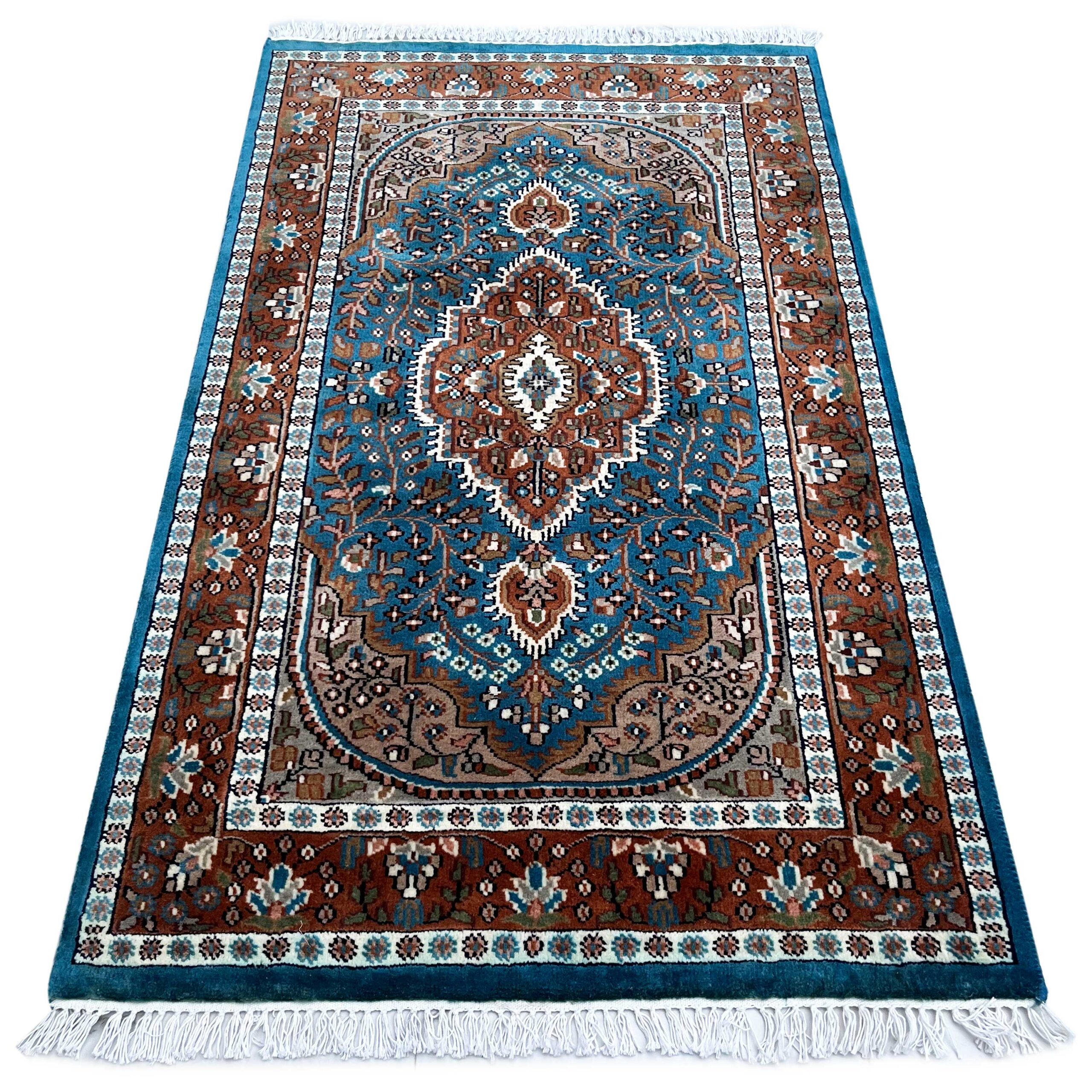 3x5 ft Hand-knotted Woolen Rug Persian Turquoise - Image 6