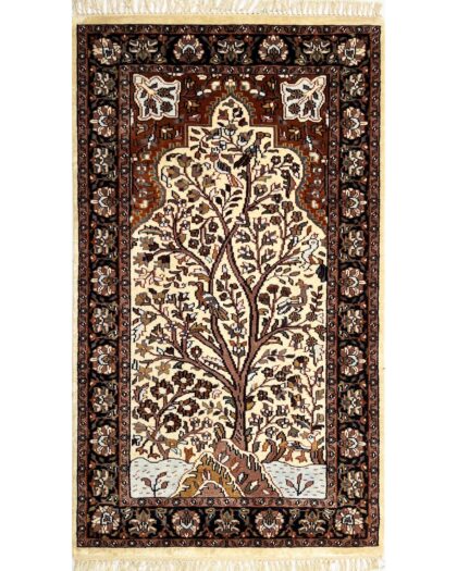 3x5 ft Hand Knotted Woolen Rug Silwatri Ivory