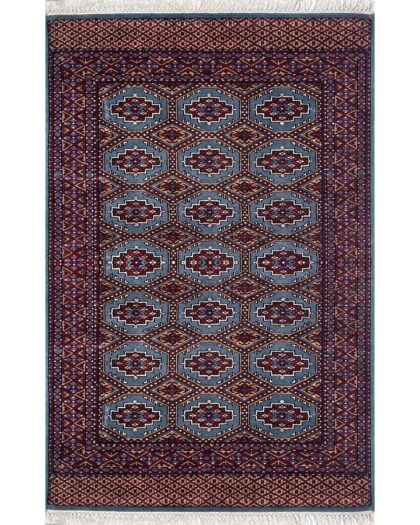 4x6 ft Hand Knotted Woolen Rug Bluish Gray Bukhara