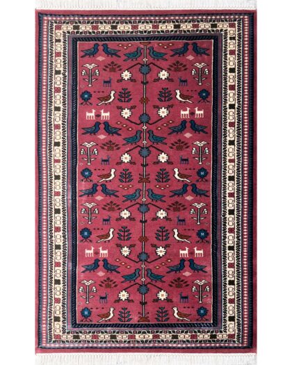 4x6 ft Hand Knotted Woolen Rug Pigeon Peach