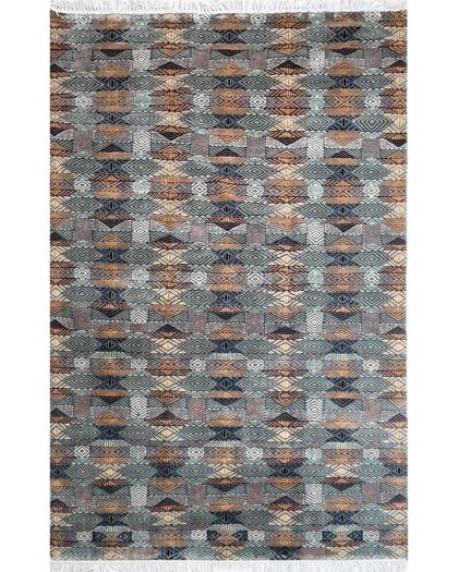 6x9 ft Hand Knotted Woolen Rug Gray Chin