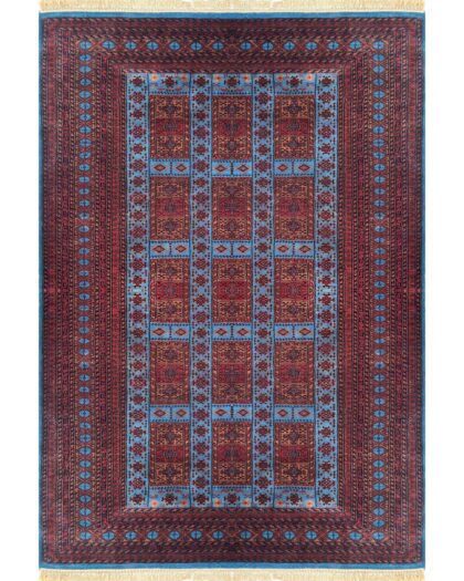 6x9 ft Hand Knotted Woolen Rug Dubba Blue