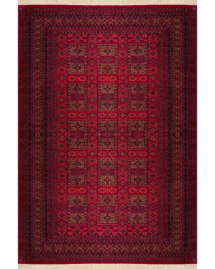 6x9 ft Hand Knotted Woolen Rug Red Dubba