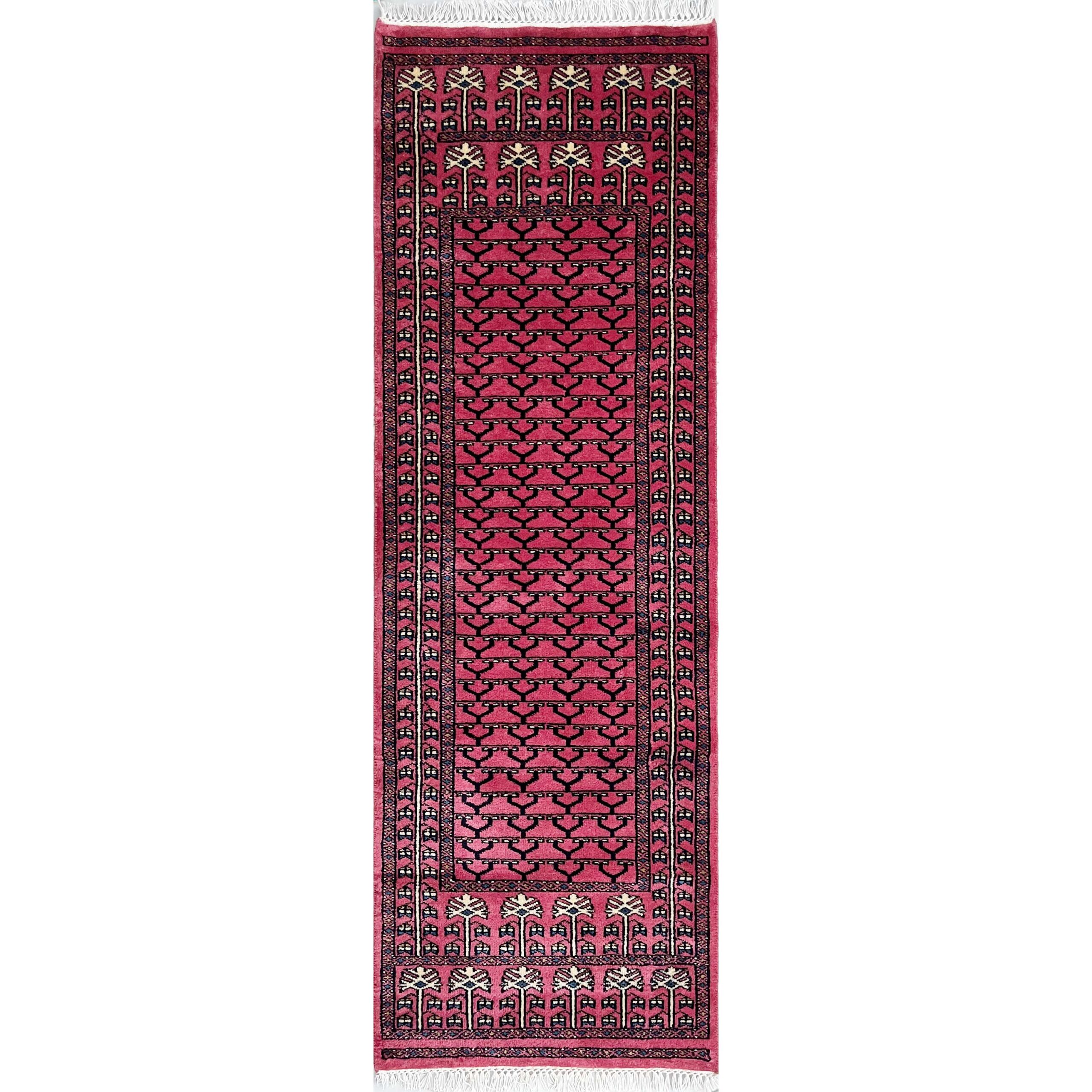 Handmade Hand Knotted Wool Runner Rug 2x6 feet Peach Traditional Parda