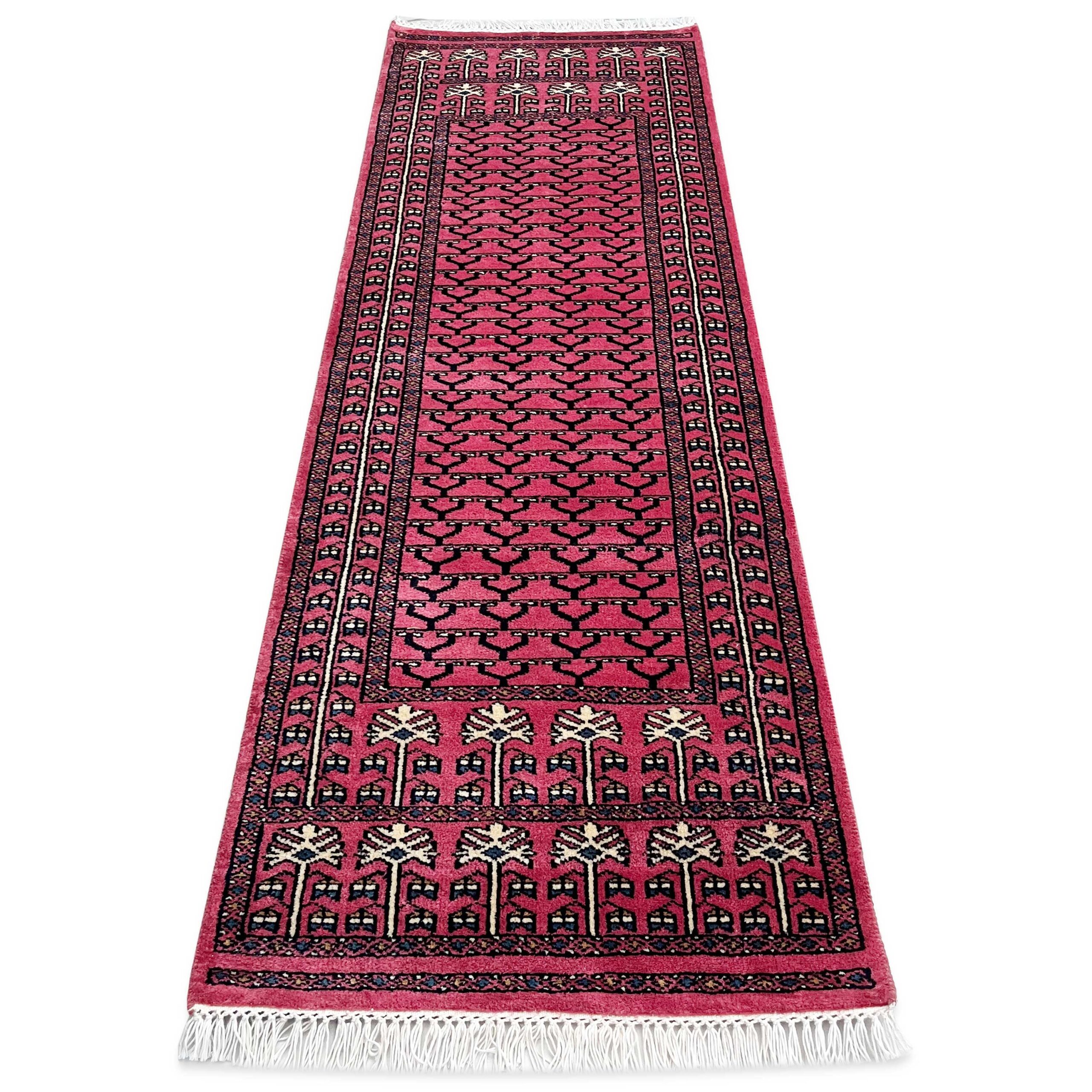 Handmade Hand Knotted Wool Runner Rug 2x6 feet Peach Traditional Parda - Image 7