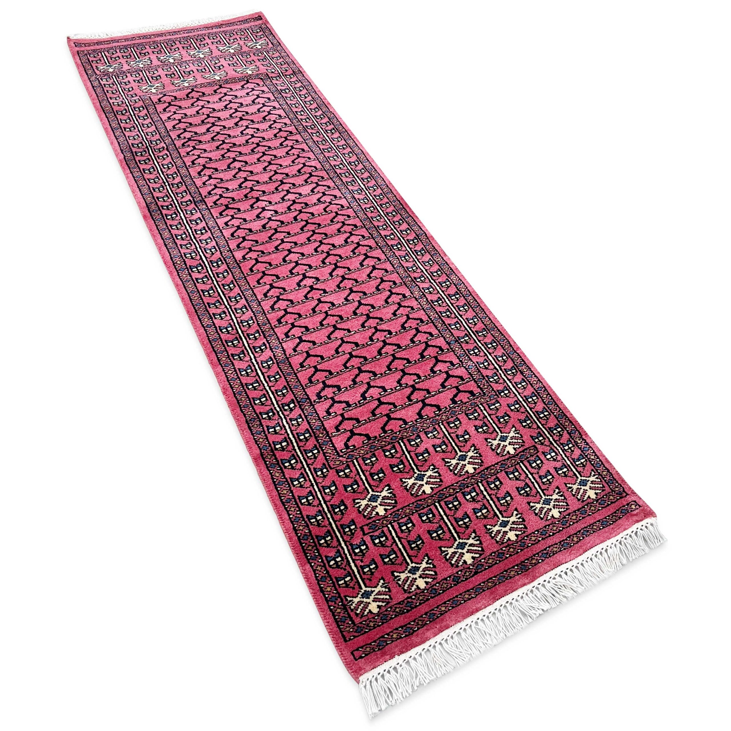 Handmade Hand Knotted Wool Runner Rug 2x6 feet Peach Traditional Parda - Image 6