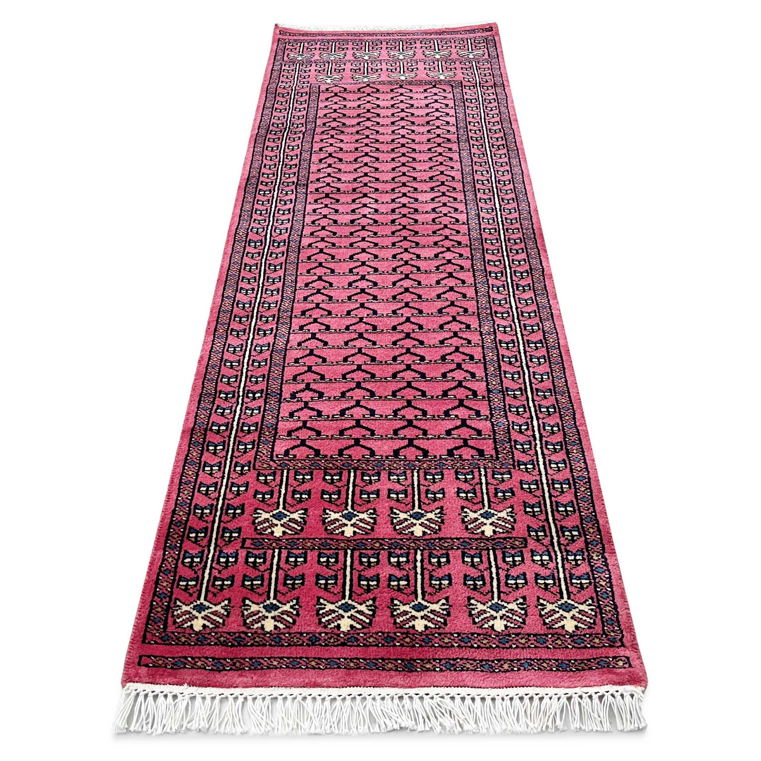 Handmade Hand Knotted Wool Runner Rug 2x6 feet Peach Traditional Parda - Image 5