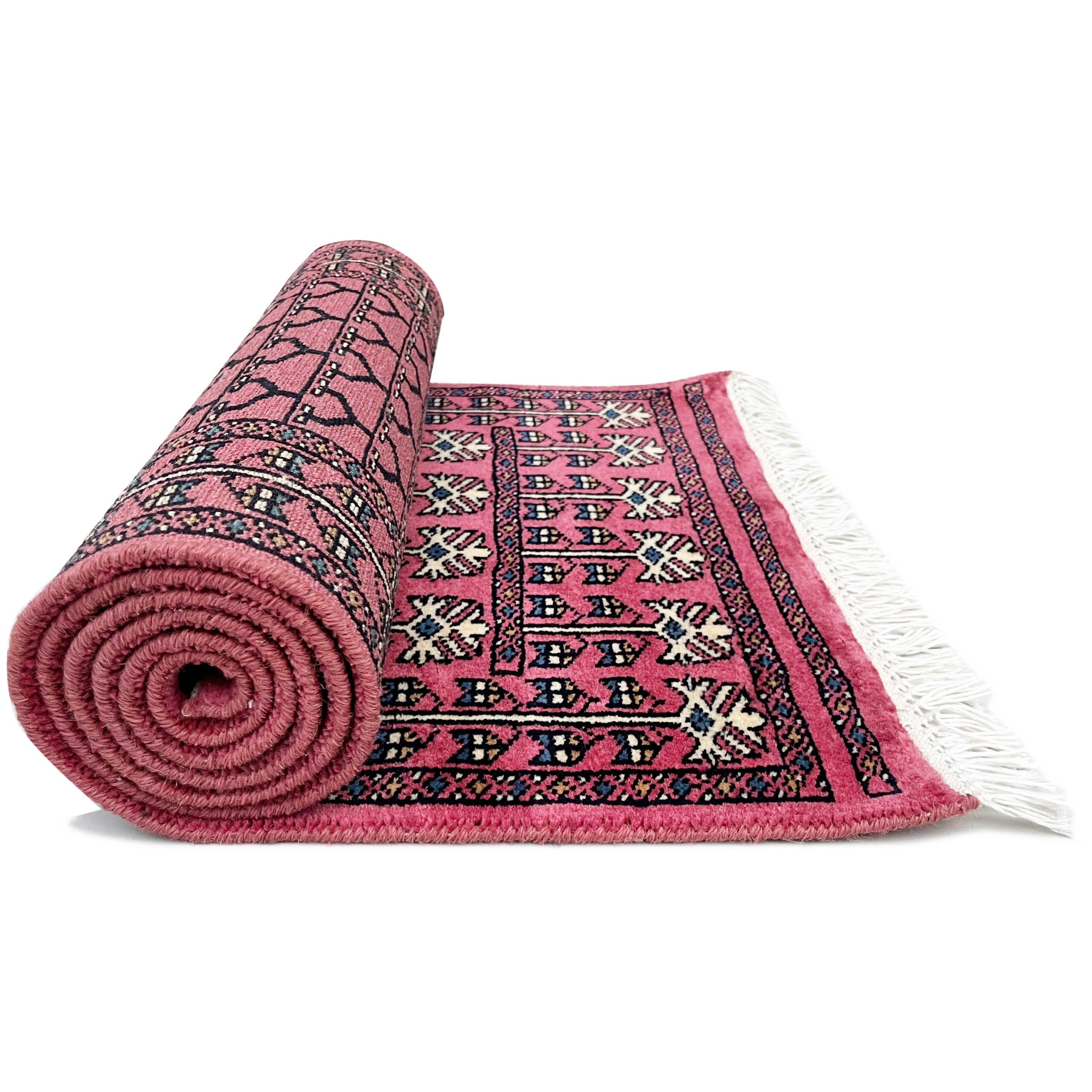 Handmade Hand Knotted Wool Runner Rug 2x6 feet Peach Traditional Parda - Image 3