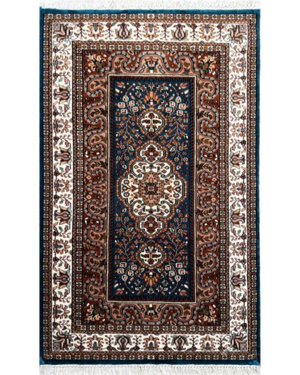 Handmade Hand-Knotted Wool Area Rug, Blue, Traditional Oriental Style, 3x5 Ft