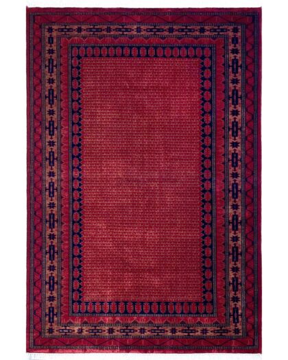 Handmade Hand Knotted Wool Area Rug, Red, Traditional Kanta Style, 5x7 ft