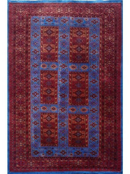 4x6 Ft Royal Blue Hand Knotted Dubba Rug Wool