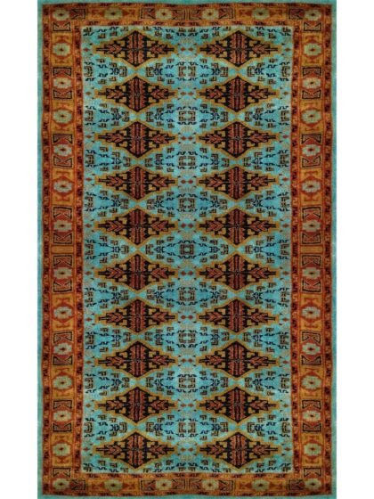 3×5 Ft Hand Knotted Tribal Wool Rug Turquoise
