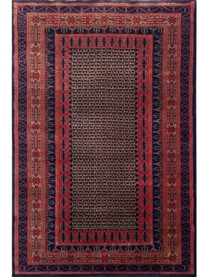4×6 Feet Black Hand Knotted Wool Rug Kanta