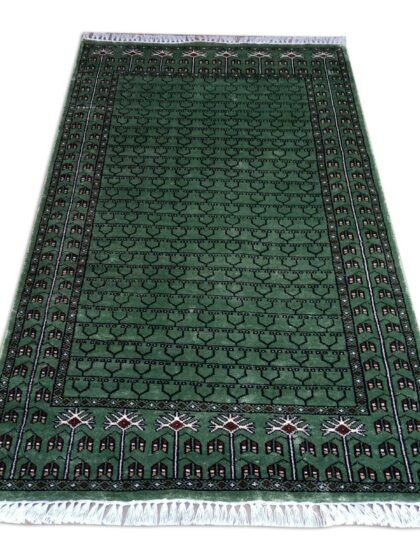 3x5 Feet Green Hand Knotted Parda Rug Green Lite