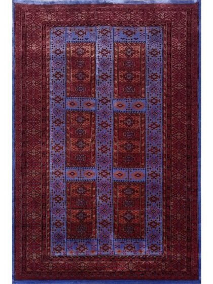 4×6 Feet Purple Hand Knotted Dubba Wool Rug