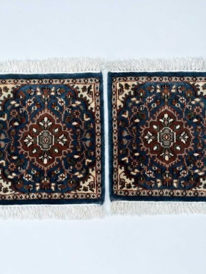 1.5x1.5 ft Hand Knotted Woolen Rug Persian Blue