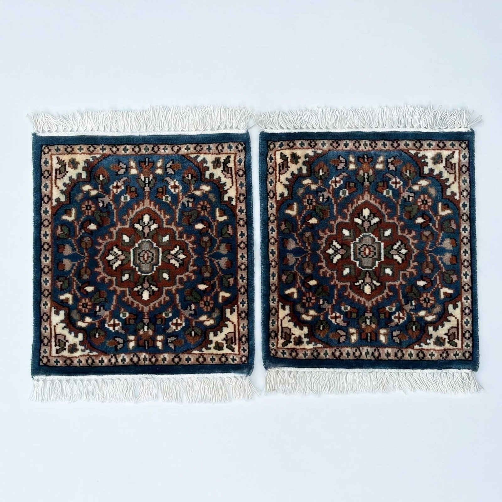 1.5x1.5 ft Hand Knotted Woolen Rug Persian Blue
