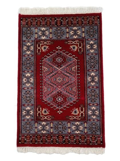 2x3 feet Hand Knotted Woolen Rug Red Prince Bukhara
