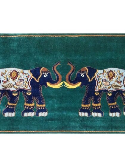 5x3 Ft Handmade Royal Green Elephant Wool Rug