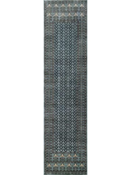 2.5x10 Feet Hand Knotted Wool Rug Runner Gray