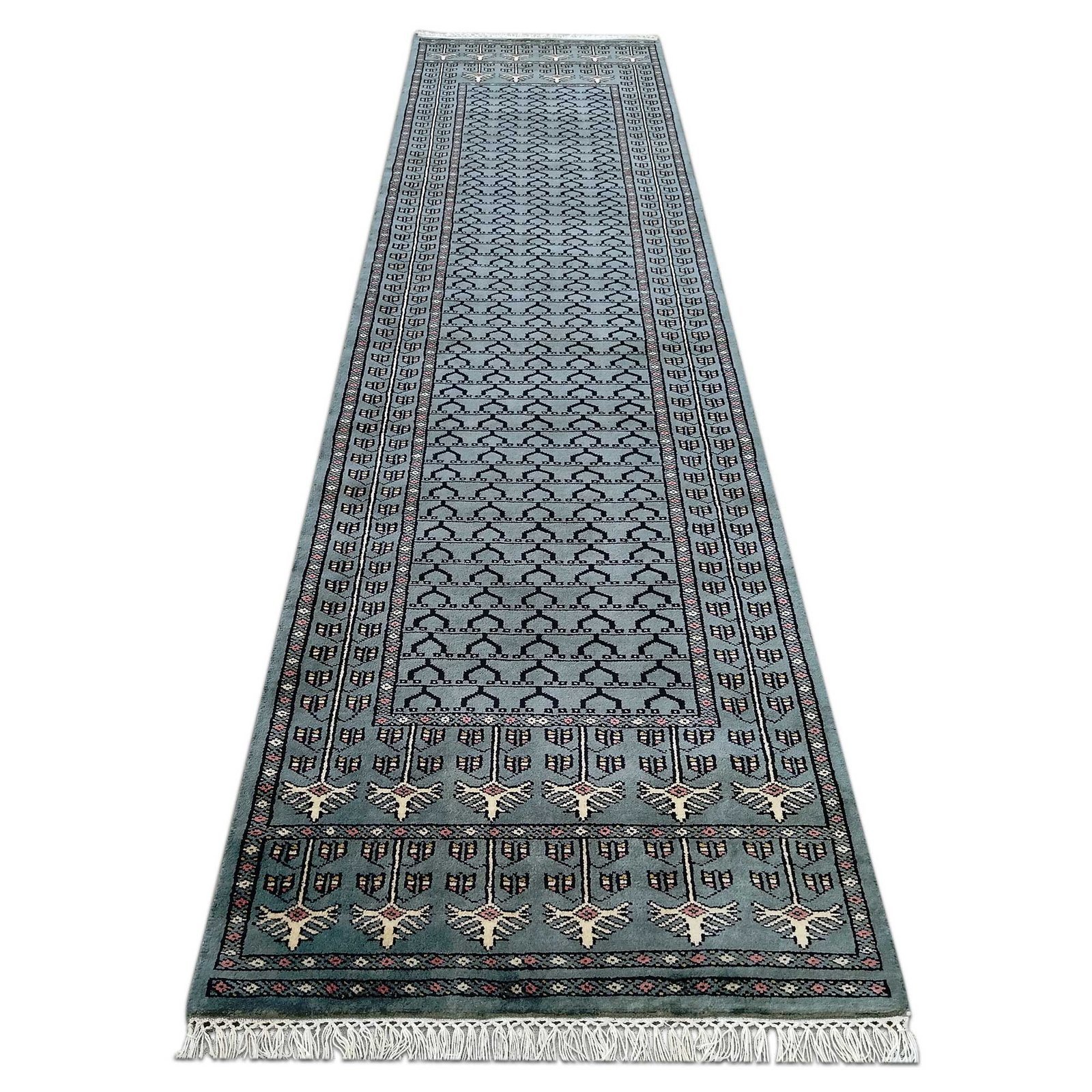 2.5x10 Feet Hand Knotted Wool Rug Runner Gray - Image 4