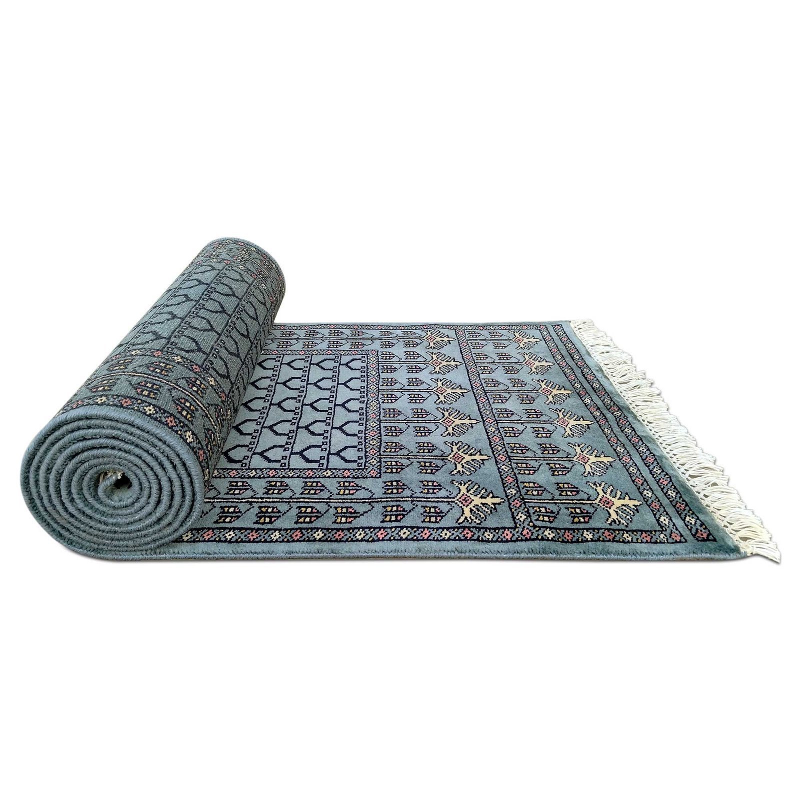 2.5x10 Feet Hand Knotted Wool Rug Runner Gray - Image 7