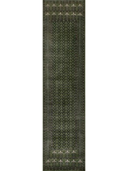 2.5x10 Feet Hand Knotted wool Rug Runner Green