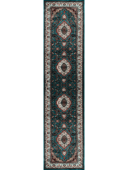 2.5x10 ft Hand Knotted Woolen Runner Rug Turquoise Indopersian