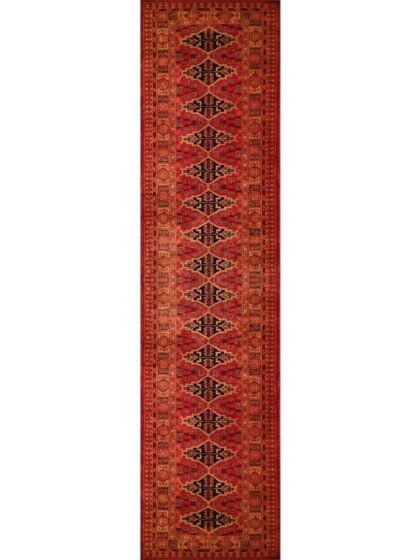 2.5x10 Feet Hand Knotted Red Wool Rug Bukhara