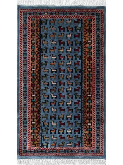 2.5x4 ft Hand-knotted Woolen Rug Bakri Bluish Gray