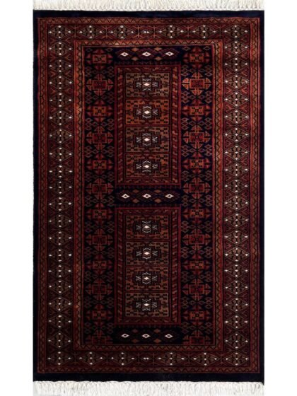 2.5x4 ft Hand Knotted Woolen Rug Dubba Black