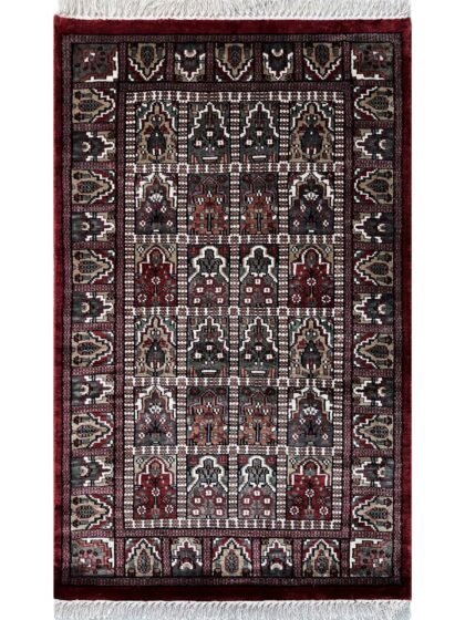 2.5x4 feet Hand Knotted Bamboo Silk Rug Hamadan Red