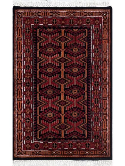 2.5x4 ft Hand Knotted Woolen Rug Kangura Black